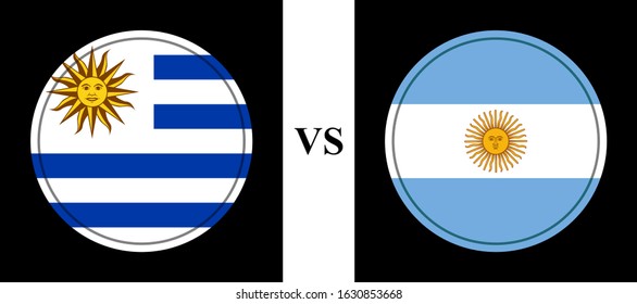 uruguay vs argentina. vector background