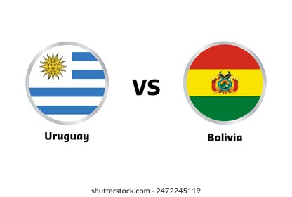 Partido Uruguay vs Bolivia, aislado sobre fondo blanco