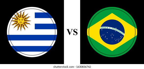 uruguay vs brazil. vector background