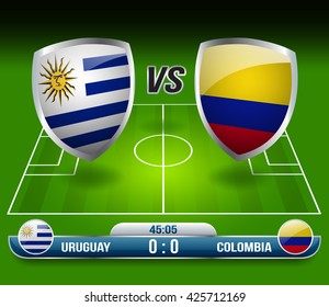 Uruguay vs Colombia Match : Vector Illustration