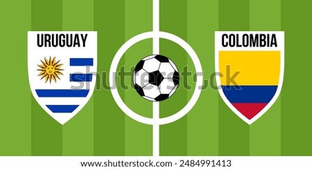 uruguay vs colombia, teams shield shaped national flags