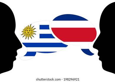 Uruguay vs. Costa Rica - two man discussion in vector