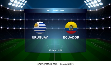 Uruguay vs Ecuador football scoreboard broadcast graphic soccer template