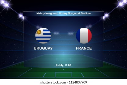 Uruguay vs France football scoreboard broadcast graphic soccer template