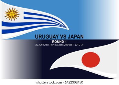 Uruguay vs Japan, 20 June 2019, Football Match ,Vector illustration