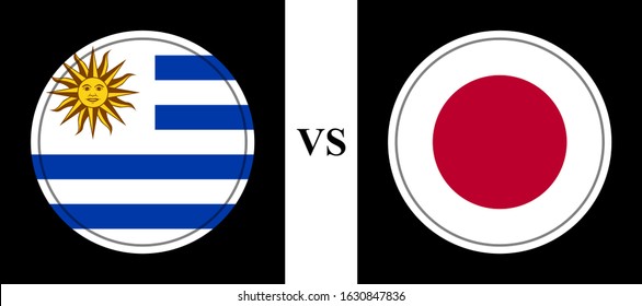 uruguay vs japan. vector background