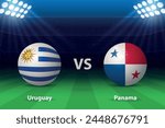 Uruguay vs Panama. America football tournament 2024, Soccer scoreboard broadcast graphic template