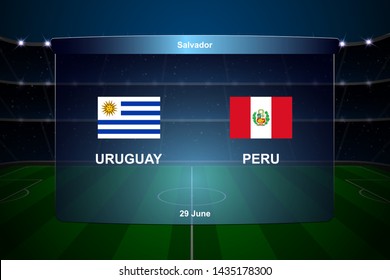 Uruguay vs Peru football scoreboard broadcast graphic soccer template