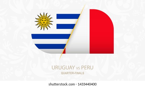 Uruguay vs Peru, Quarter-finals of Football competition. Vector illustration.