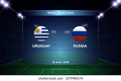 Uruguay vs Russia football scoreboard broadcast graphic soccer template