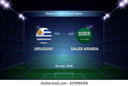 Uruguay vs Saudi Arabia football scoreboard broadcast graphic soccer template