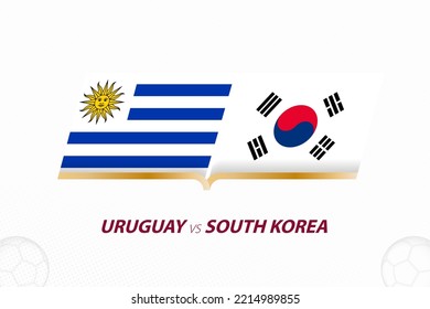 Uruguay vs South Korea in Football Competition, Group A. Versus icon on Football background. Sport vector icon.