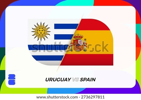 Uruguay vs Spain International Match Concept icon for Sport tournament.