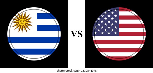 uruguay vs usa. vector background