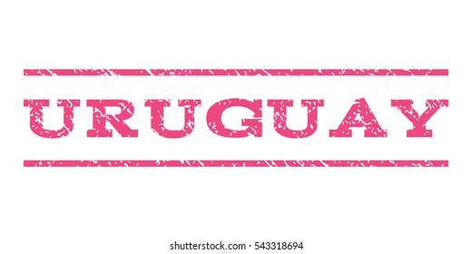 Uruguay watermark stamp. Text caption between horizontal parallel lines with grunge design style. Rubber seal stamp with unclean texture. Vector pink color ink imprint on a white background.