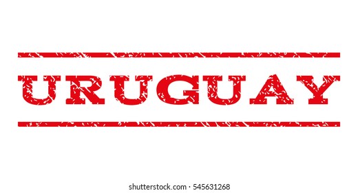 Uruguay watermark stamp. Text tag between horizontal parallel lines with grunge design style. Rubber seal stamp with unclean texture. Vector intensive red color ink imprint on a white background.