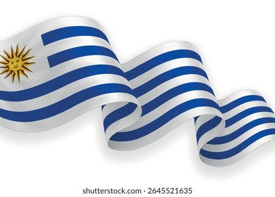 Uruguai acenando bandeira com cores brilhantes sobre fundo limpo