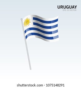 Uruguay waving flag isolated on gray background