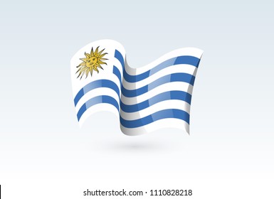 Uruguay waving flag vector icon, national symbol. Flag of Uruguay, fluttered in the wind - vector illustration isolated on white background.