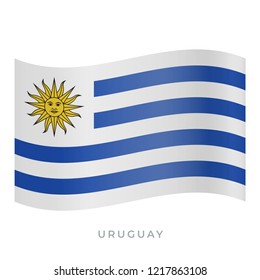 Uruguay waving flag vector icon. National symbol of Uruguay. Vector illustration isolated on white.