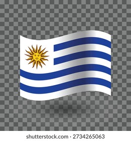 Uruguay wavy flag isolated transparent background