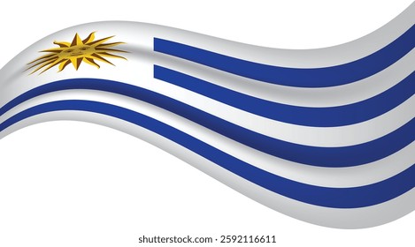 Uruguay wavy flag, waving flag vector illustration