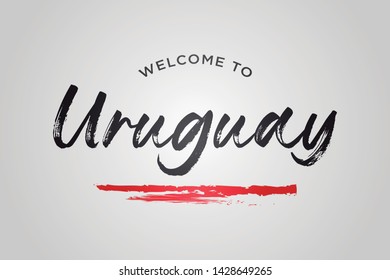 Uruguay Welcome To Word Text with Creative Handwritten Font Design Vector Illustration. - Vector