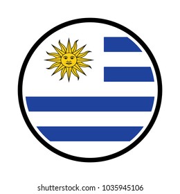 Uruguayan Flag Badge - Flag of Uruguay Button Isolated on White, button flat design with flag of uruguay.