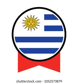 Uruguayan Flag Badge - Flag of Uruguay Button Isolated on White, button flat design with flag of uruguay.