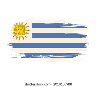 Uruguayan flag brush grunge background. Vector illustration.