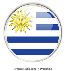 Uruguayan Flag Glossy Button with highlights