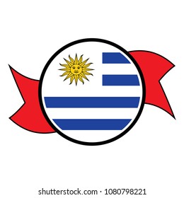 Uruguayan flag in glossy round button of icon. flag logo of Uruguayan emblem isolated on white background, Uruguayan national concept sign, Vector illustration.