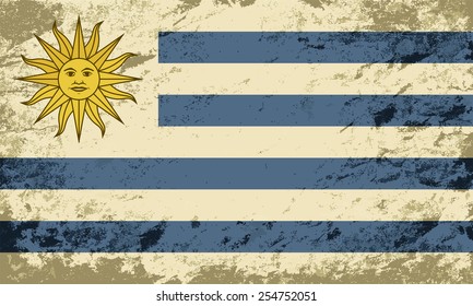 Uruguayan flag. Grunge background. Vector illustration