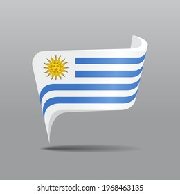 Uruguayan flag map pointer layout. Vector illustration.