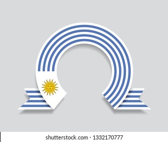 Uruguayan flag rounded ribbon abstract background. Vector illustration.