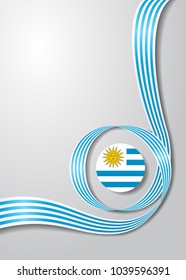 Uruguayan flag wavy abstract background. Vector illustration.