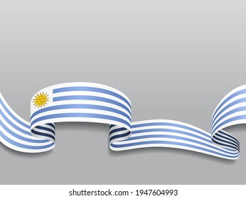 Uruguayan flag wavy abstract background. Vector illustration.