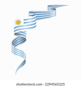 Uruguayan flag wavy abstract background. Vector illustration.