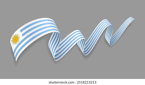 Uruguayan flag wavy abstract background. Vector illustration.