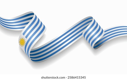 Uruguayan flag wavy abstract background. Vector illustration.