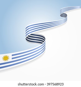 Uruguayan flag wavy abstract background. Vector illustration.