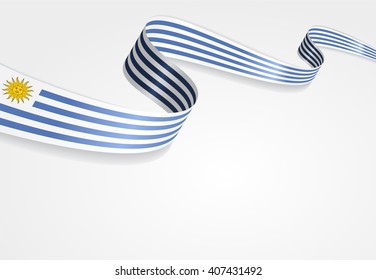 Uruguayan flag wavy abstract background. Vector illustration.