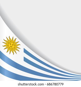 Uruguayan flag wavy abstract background. Vector illustration.