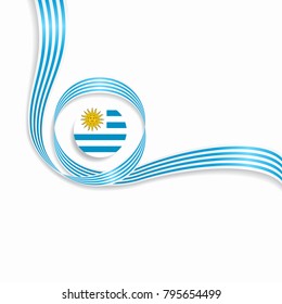 Uruguayan flag wavy abstract background. Vector illustration.