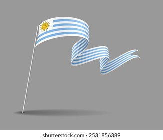 Uruguayan flag wavy background layout. Vector illustration.