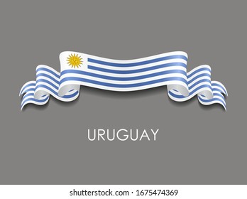 Uruguayan flag wavy ribbon background. Vector illustration.