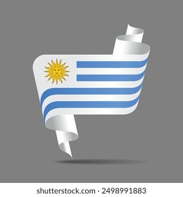 Uruguayan flag wavy ribbon background. Vector illustration.