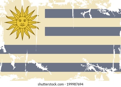 Uruguayan grunge flag. Vector illustration. Grunge effect can be cleaned easily.