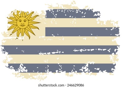 Uruguayan grunge flag. Vector illustration. Grunge effect can be cleaned easily.