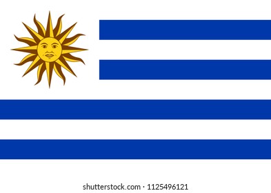 Uruguayan national flag, official flag of Uruguay accurate colors, true color